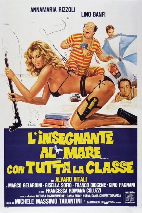 L'insegnante al mare con tutta la classe poster
