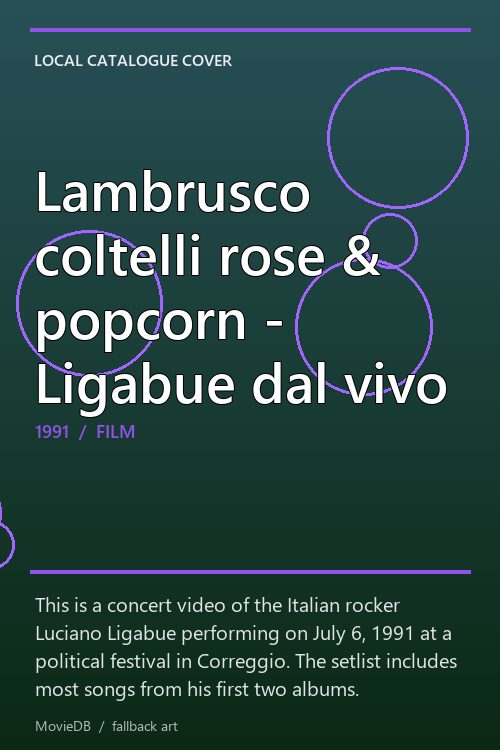 Lambrusco coltelli rose & popcorn - Ligabue dal vivo poster