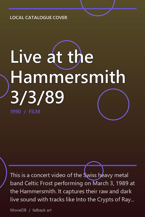 Live at the Hammersmith 3/3/89 poster