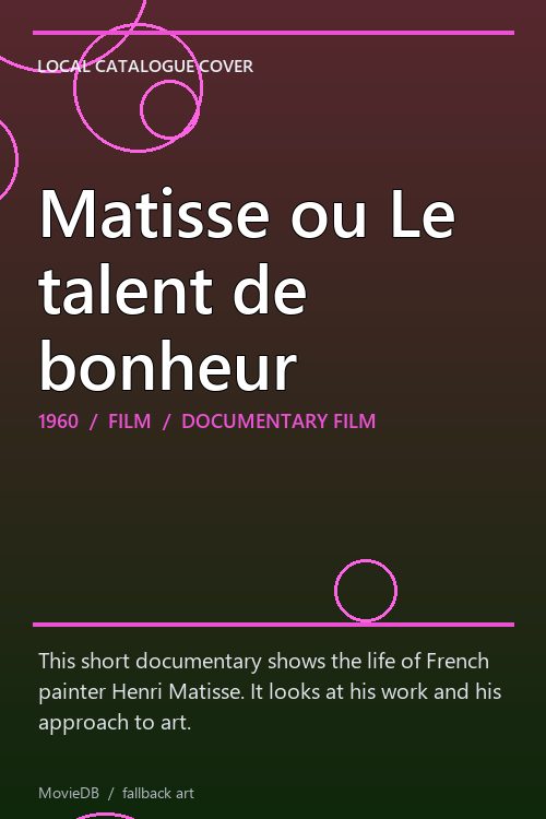 Matisse ou Le talent de bonheur poster
