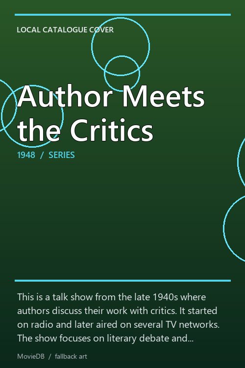 Author Meets the Critics poster