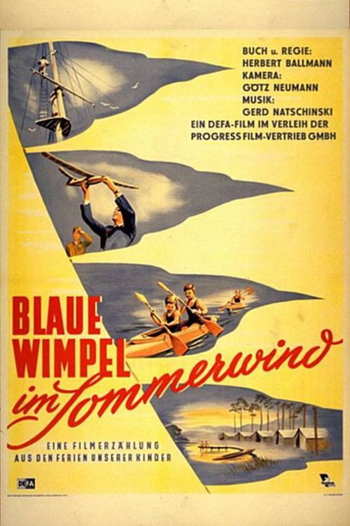 Blaue Wimpel im Sommerwind poster