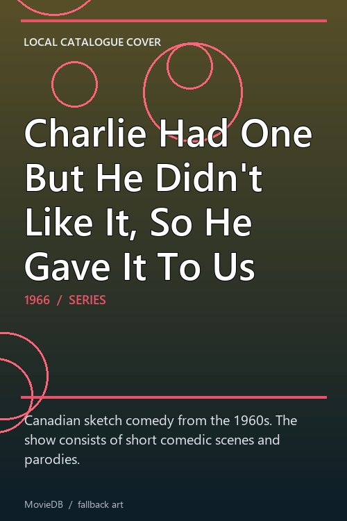 Charlie Had One But He Didn't Like It, So He Gave It To Us poster