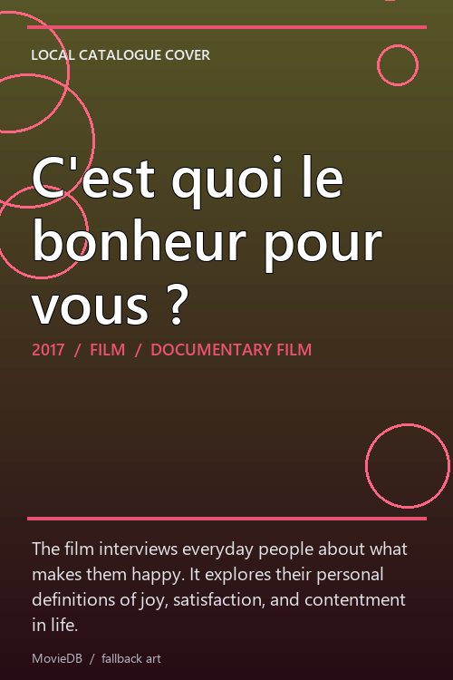 C'est quoi le bonheur pour vous ? poster