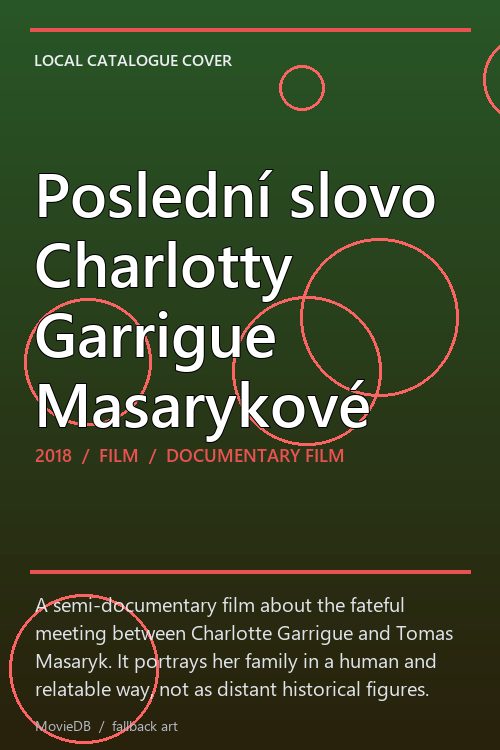 Poslední slovo Charlotty Garrigue Masarykové poster