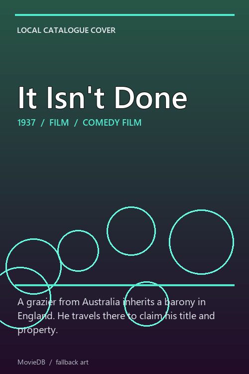 It Isn't Done poster