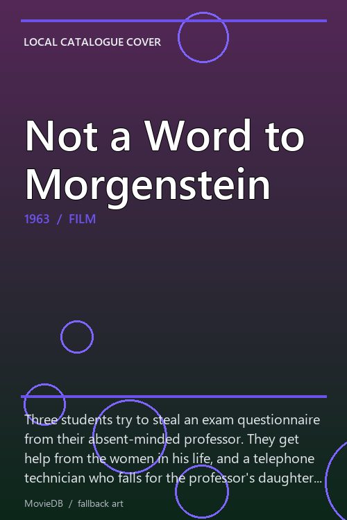 Not a Word to Morgenstein poster