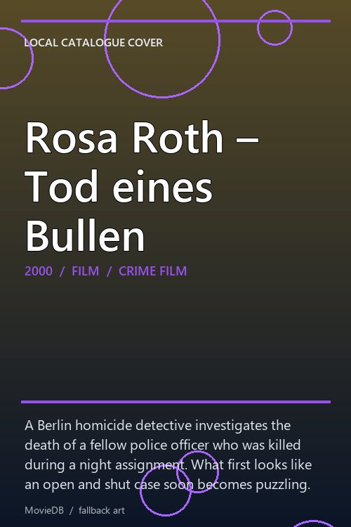Rosa Roth – Tod eines Bullen poster