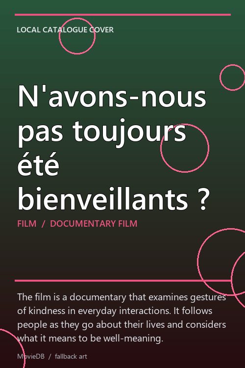 N'avons-nous pas toujours été bienveillants ? poster